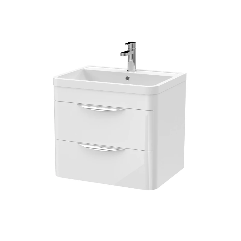 Image of Balterley Wall Hung 2 Drawer Vanity Unit and Ceramic Basin Gloss White 600mm White