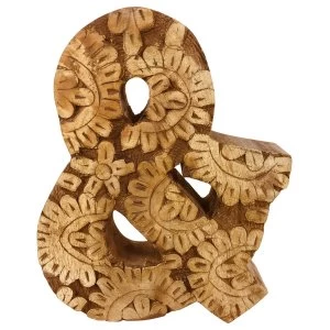 Image of Letter & Hand Carved Wooden Flower
