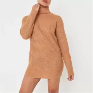 Image of Missguided Petiteroll Neck Basic Dress - Neutral