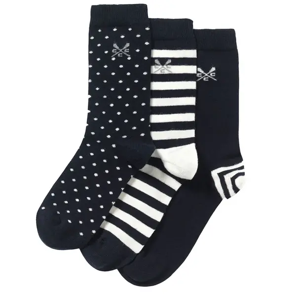 Image of Crew Clothing Mens 3 Pack SpotStripe Casual Bamboo Socks One Size