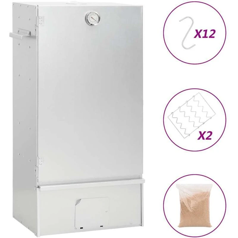 Image of VIDAXL BBQ Oven Smoker with Wood Chips 44.5x29x83cm Galvanised steel vidaXL 8720845886257