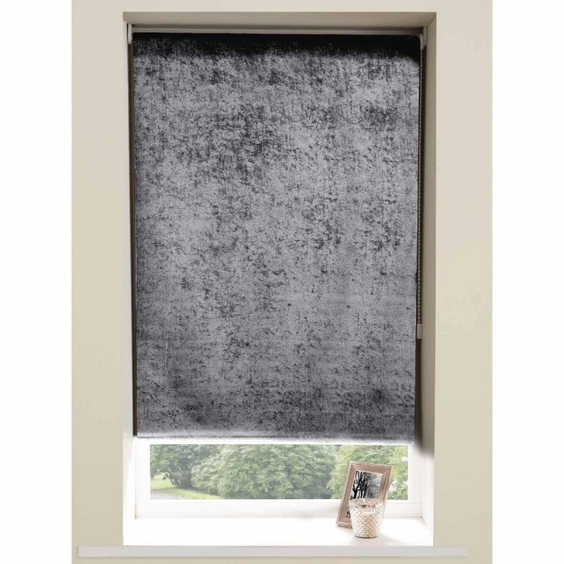 Image of Crushed Velvet Roller Blind Charcoal 1.5 x 1.6 M HIBL3009336S012