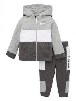 Image of Nike Sportswear Younger Boys Block Taped Tricot Tracksuit Jogger Set - Grey, Size 12 Months