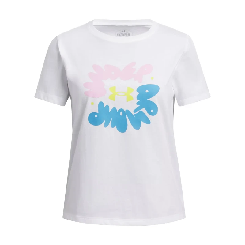 Image of Kid's T-Shirt Under Armour Bubble Wordmark Blanc Male 8/10 ans