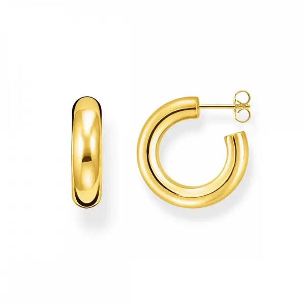 Image of Thomas Sabo Sterling Silver Thomas Sabo Small Gold Chunky Tube Hoops C