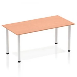 Image of Impulse Straight Table 1600 Beech Post Leg Silver
