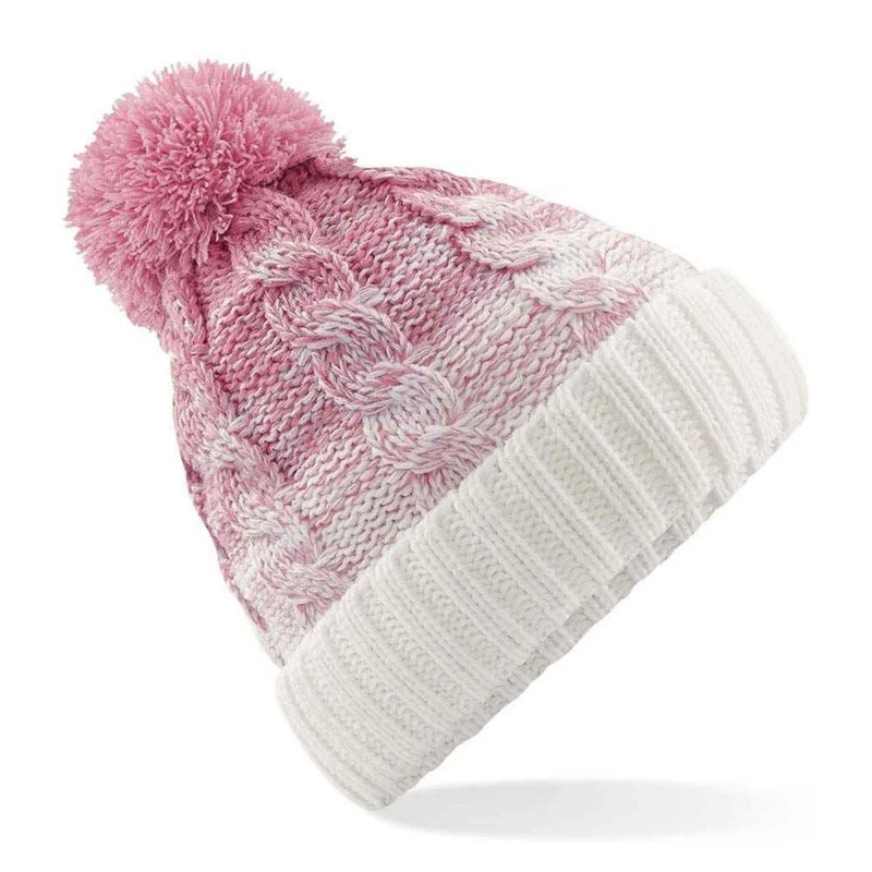 Image of Beechfield Mens Ombre Pom Pom Beanie in Dusty Pink Dusty Pink Male One Size