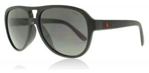 Image of Polo PH4123 Sunglasses Matte Black Red Rubber 500187 58mm