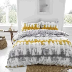 Image of Pineapple Elephant Hermosa Tie Dye Duvet Cover and Pillowcase Set Ochre