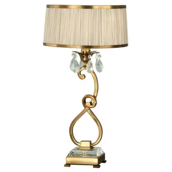 Image of Interiors Oksana Antique Brass - 1 Light Medium Table Lamp Antique Brass with Beige Shade, E14