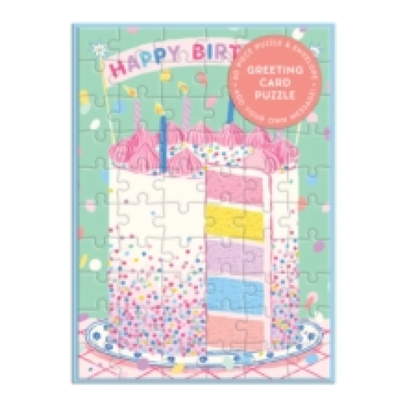 Image of Confetti Birthday Cake Greeting Card Puzzle. Cards. By Galison, Emily Taylor Books