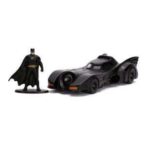 Image of DC Comics - Batman 1989 Movie Batmobile Die-cast Vehicle and Metal Batman Mini Figure