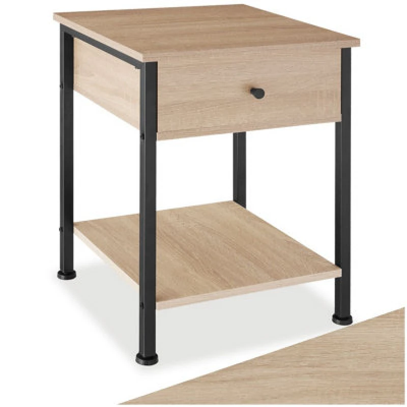 Image of Tectake Bedside Table Bradford - Industrial Wood Light, Oak Sonoma