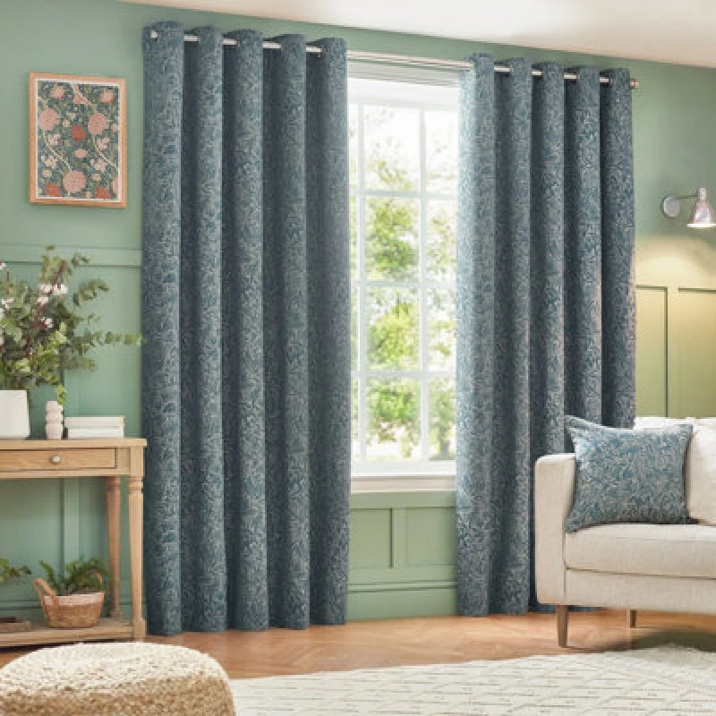 Image of Grantley Jacquard Eyelet Curtains Wedgewood, Wedgewood / 168x183cm