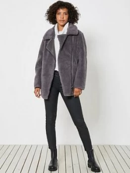 Image of Mint Velvet Teddy Aviator Jacket - Grey