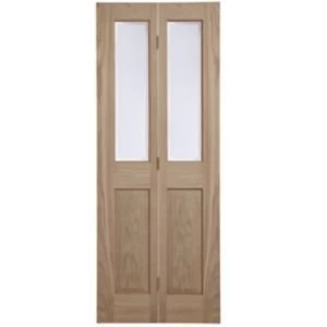 Image of 4 Panel Oak Veneer Glazed Internal Bi Fold Door H1981mm W762mm