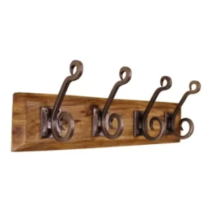 Image of 4 Piece Double Metal Hooks On Wooden Base