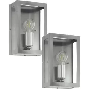 Image of 2 PACK IP44 Outdoor Wall Light Stainless Steel Box 1x 60W E27 Porch Lamp
