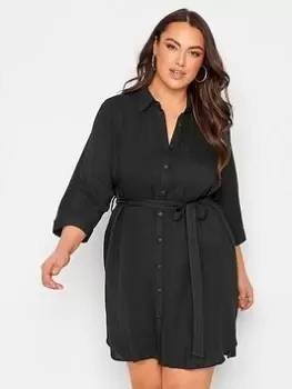 Image of Yours Long Tie Belt Shirt, Black, Size 18, Women