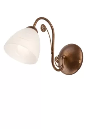 Image of Emilio Wall Light With Glass Shade Brown, 1x E27