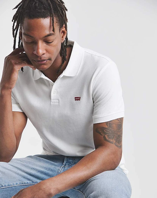 Image of Levis Levis Short Sleeve Housemark Pique Polo White - Levis - Size: XL White Male XL LE24604
