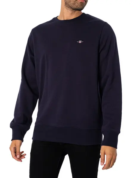 Image of Gant Shield Crew Neck Sweatshirt Evening Blue S