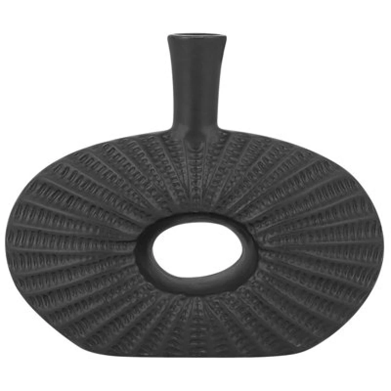 Image of Beliani Decorative Vase Arwad Stoneware 24cm Black