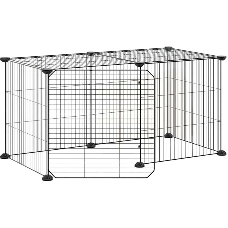 Image of VIDAXL 8-Panel Pet Cage with Door Black 35x35cm Steel Vidaxl 8720287190868