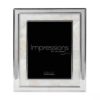 Image of 5" x 7" - Steel Photo Frame with Mother of Pearl Border
