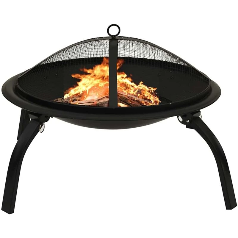 Image of VIDAXL 2-in-1 Fire Pit and bbq with Poker 56x56x49cm Steel Vidaxl 8720286114735