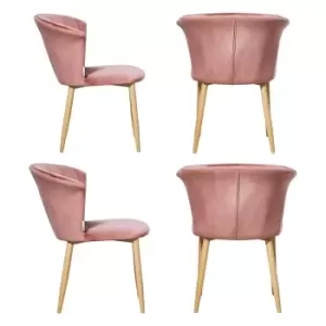 Image of Elsa Velvet Upholstered Dining Chair Set of 4 - Pink - Pink
