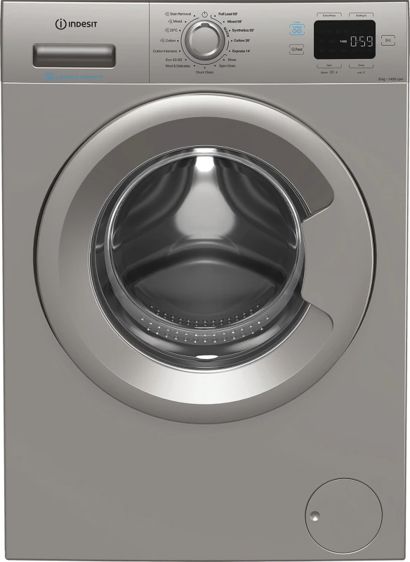 Image of Indesit Push&Go 8kg 1400RPM Washing Machine - Silver IP846SPUSHGOUK Silver