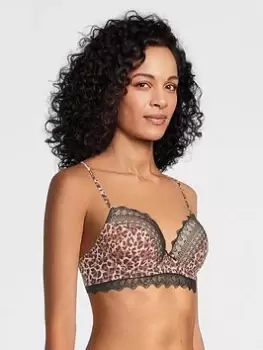 Image of DORINA Zena Animal Recycled Micro Push Up Plunge Bra - Coral, Size 34A, Women