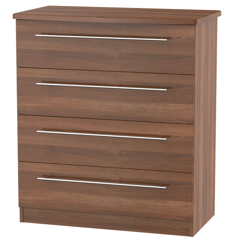 Image of Ready Assembled 2 U Carlton 4 Drawer Chest (Ready Assembled) in Walnut Size: Medium Walnut Unisex Medium