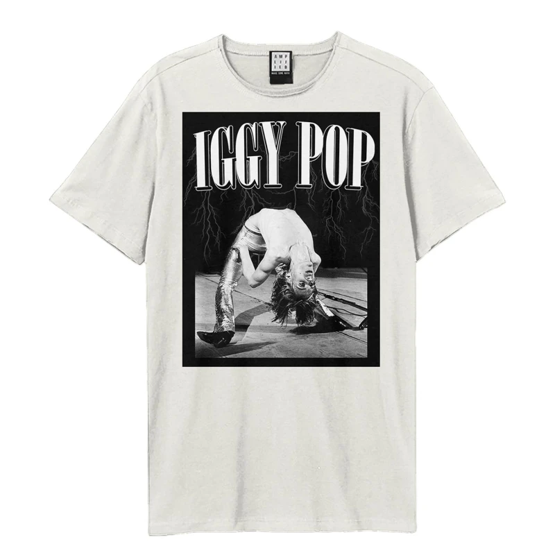 Image of Amplified Amplified Men Pop On Stage Iggy Pop T-Shirt in White Size: X-Small White XS Male 5063574714532
