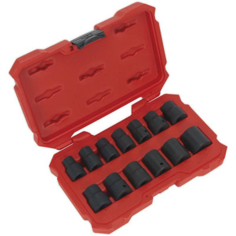 Image of Loops 13 Piece PREMIUM Lock-On Impact Socket Set - 1/2" Sq Drive - Phosphate Finish Multi