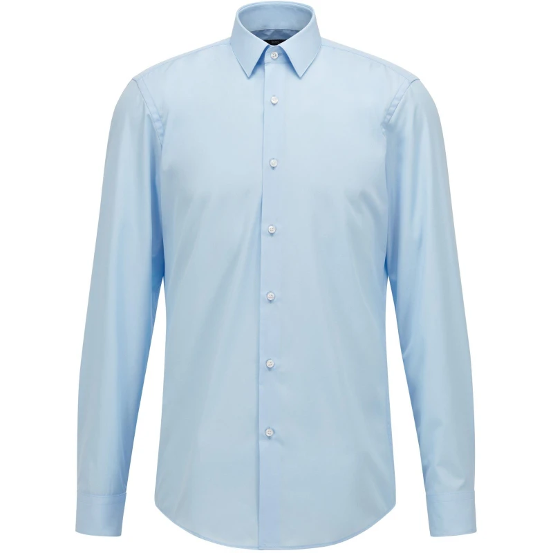 Image of Boss Mens Isko Long Sleeve Oxford Shirt Light/Pstl Blue male 14.5 inch