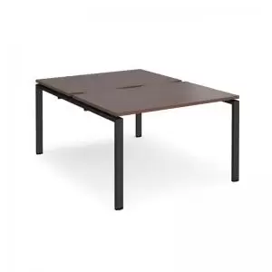 Image of Adapt back to back desks 1200mm x 1600mm - Black frame and walnut top