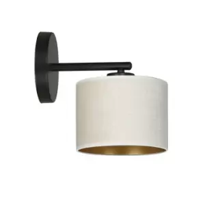 Image of Emibig Hilde Black Wall Lamp with Shade with White Fabric Shades, 1x E27