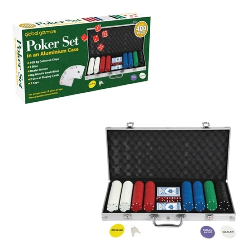 Image of Global Gizmos 400pc Poker Set In Aluminium Case - 4g Chips