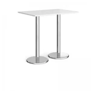 Image of Pisa rectangular poseur table with round chrome bases 1200mm x 800mm -