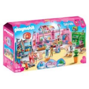 Image of Playmobil City Life Shopping Plaza with Sports, Pet and Clothing Retailers (9078)
