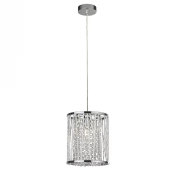 Image of 1 Light Pendant Chrome, Crystal Drops, E27
