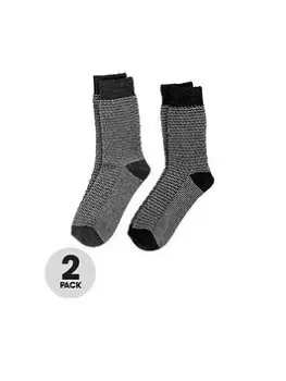 Image of TOTES Mens Wool Blend Textured Socks - Black, Men