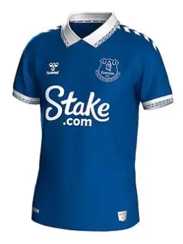 Image of Fanatics Hummel Everton Mens 23/24 Short Sleeved Home Shirt - Blue Size L, Men