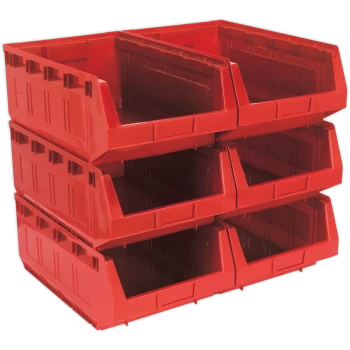 Image of Sealey Plastic Storage Bin 310 x 500 x 190mm RED Pack of 6