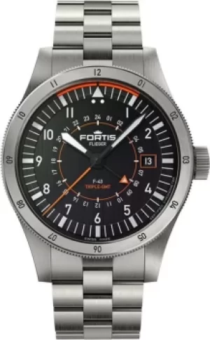 Image of Fortis Watch Flieger F-43 Triple GMT On Block Bracelet