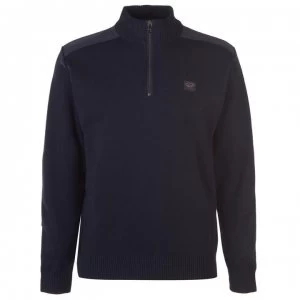 Image of Paul And Shark Marine Quarter Zip Sweater - Navy 050