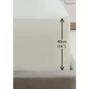 Image of Luxury Super Soft Percale Plain 16 Deep Fitted Sheet Super King Cream Fitted Sheet - Cream - Rapport