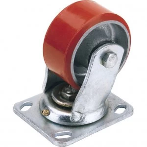 Image of Draper Swivel Plate Fixing Heavy Duty Polyurethane Wheeled Castor 100mm